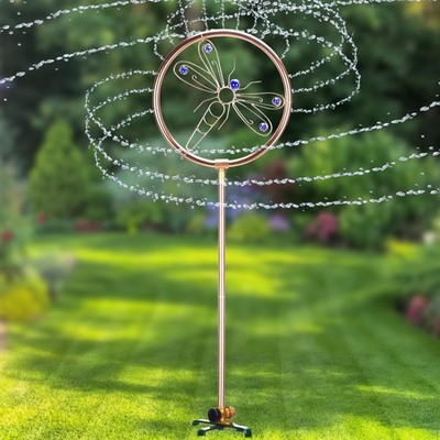 34'' Tall Copper-Coated Stainless Steel Garden Sprinkler, 360° Rotating Decora...