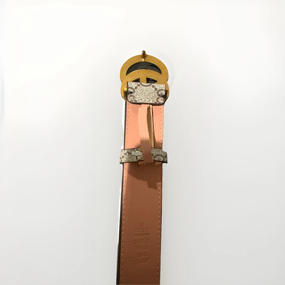 Cinturón Gucci Hebilla Dorada Marrón Monograma Talla 30-33 Foto 4 de 4