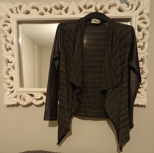 Womens Black & Green Waterfall Cardigan Size 14