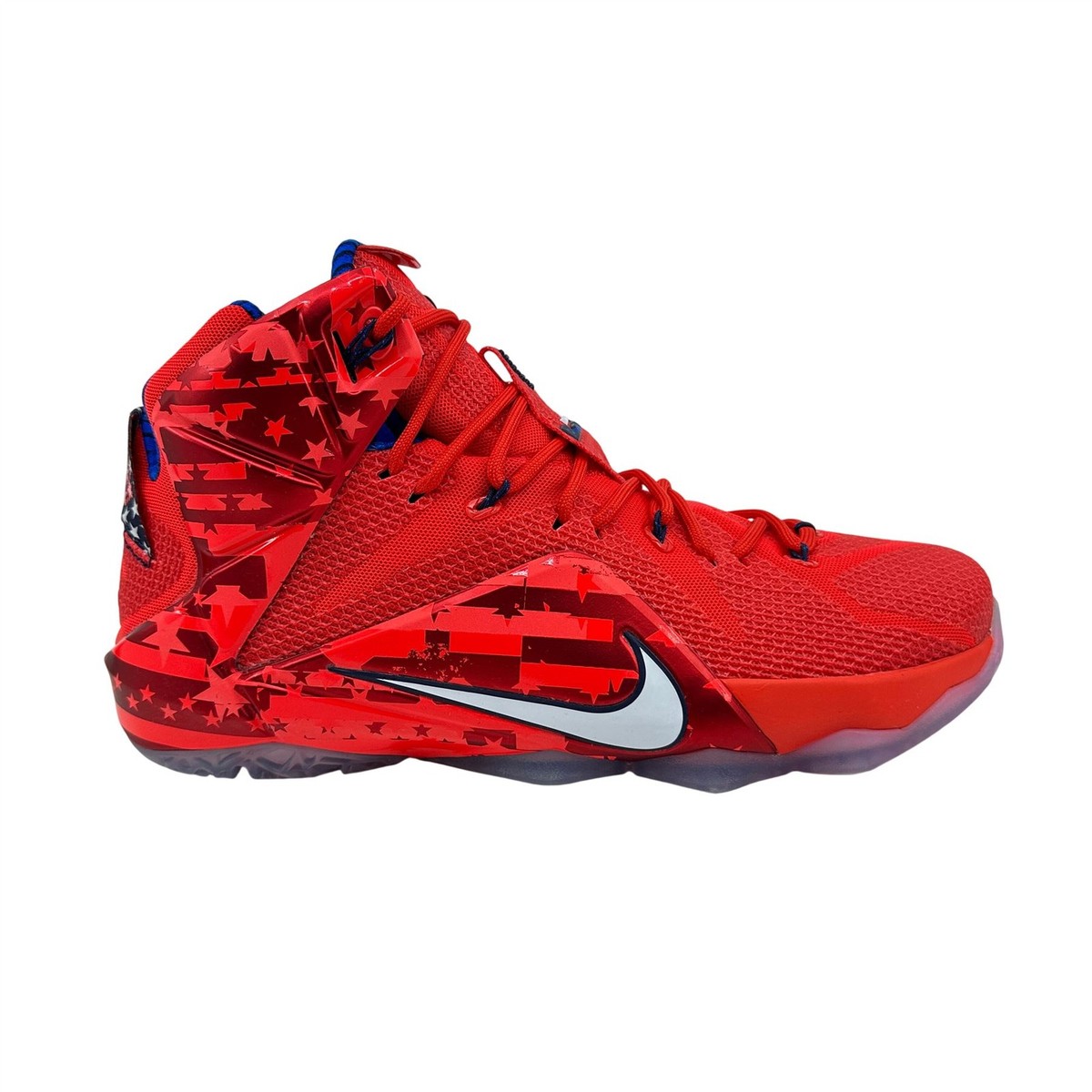 Nike Lebron XII Crimson Red White Mens Athletic Independence 