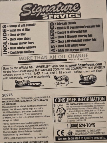 Hot Wheels 56 Ford Truck 1956 Jiffy Lube schwarz 26276 RAR Rarität süß - Bild 5 von 5