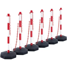 KFFKFF 6PCs Traffic Delineator Post Cones with Fillable Base 6.6 FT Chain