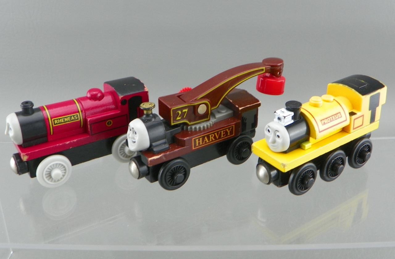 Thomas Train Wooden Railway Rheneas Harvey Proteus Engine Lot of 3-image