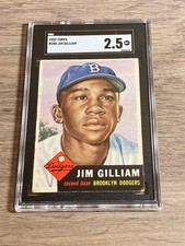 Jim Gilliam 1953 Topps SGC 2.5 Good+ Graded Card Dodgers Rookie #258. rookie card picture