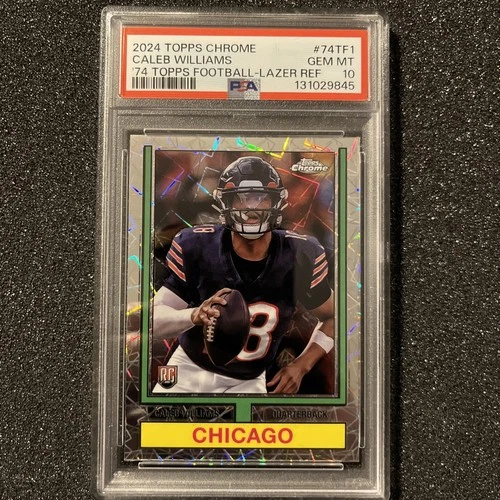 2024 TOPPS CHROME 1974 TOPPS FB LAZER REFRACTOR #74TF1 CALEB WILLIAMS RC PSA 10
