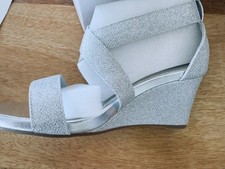 New Women's Silver Glitter Wedges - 9M