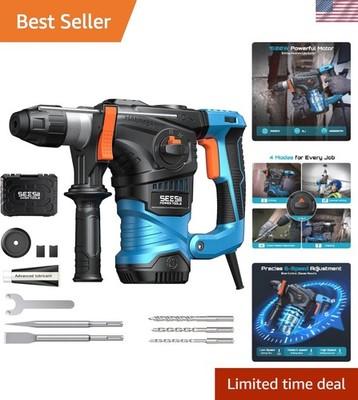 Corded 13A Hammer Drill Set, 4 Functions, Adjustable Handle & Low-Vibe Comfort