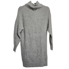Mango MNG Basics Grey Wool Blend Knit Turtleneck Sweater Dress Sz S
