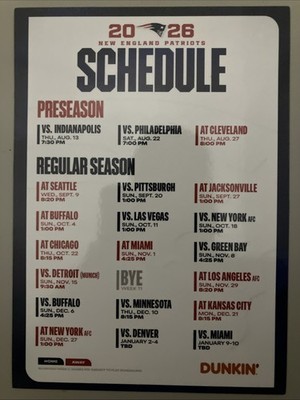 2026 New England Patriots Official Magnet Schedule-Drake Maye, AJ Brown