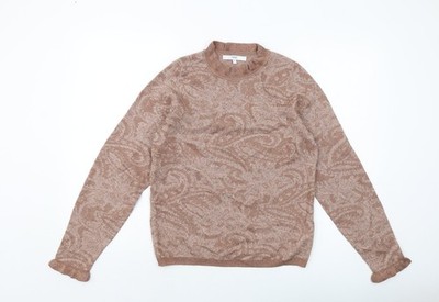 NEXT Viskose-Pullover Damen rosa Stehkragen Animalprint Größe M