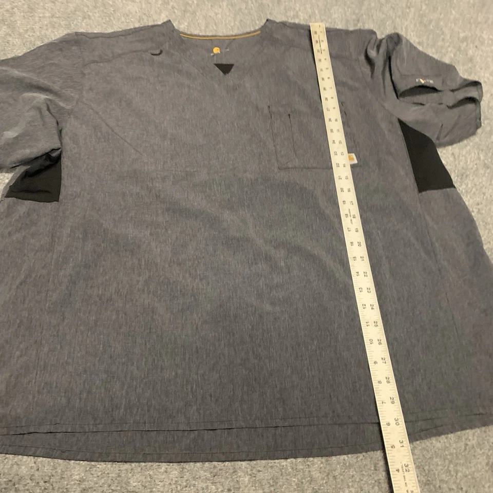 Carhartt  V Neck Scrub Top Womens Size 3X Gray Short Sleeve - Image 3 of 4