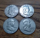 Lot of 4 Vintage Franklin Half Dollars -- 90% Silver -- 1961. 1962 and (2) 1963