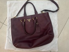 Prada Vitello Daino Granato Leder Handtasche Shopper Totebag Tote mit IDCard