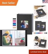 Customizable 4x6 Photo Albums for Children - Black Linen, 2-Pack, 100 Pockets