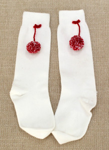 Bella Bliss VARSITY KNEE HIGH SOCKS Toddler Girls One Size Red Pom Puff