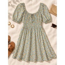 Faithfull the Brand Floral Puff Sleeve Mini Dress M US 6 Cottagecore Boho