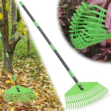 Leaf Rake for Lawn,16.5” Plastic Rake for Yard,Unbreakable Nylon Head,45” Long H