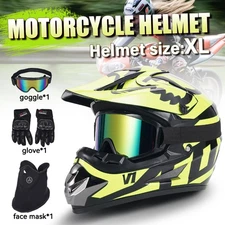 DOT Motocross Helmet Pitbike Dirtbike Off Road Helmet w/ Goggles/ Gloves/Mask XL