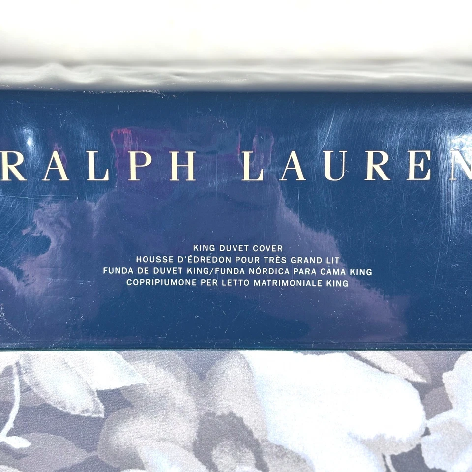Ralph Lauren Avery King Duvet Cover Gray Chrysanthemum Floral Cottagecore NEW - Image 2 of 4