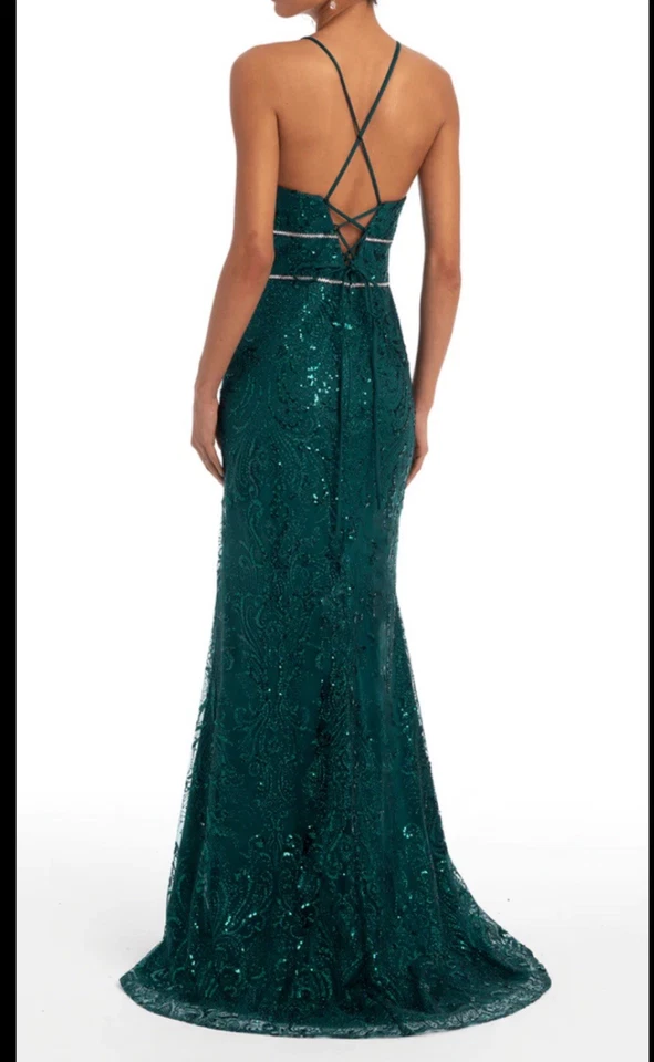 CAMILLE LA VIE БАБОЧКА ОФИЦИАЛЬНЫЙ ПЛАТЬЕ ИЗУМРУДНО-ЗЕЛЕНЫЙ РАЗМЕР 2 - Изображение 2 из 4