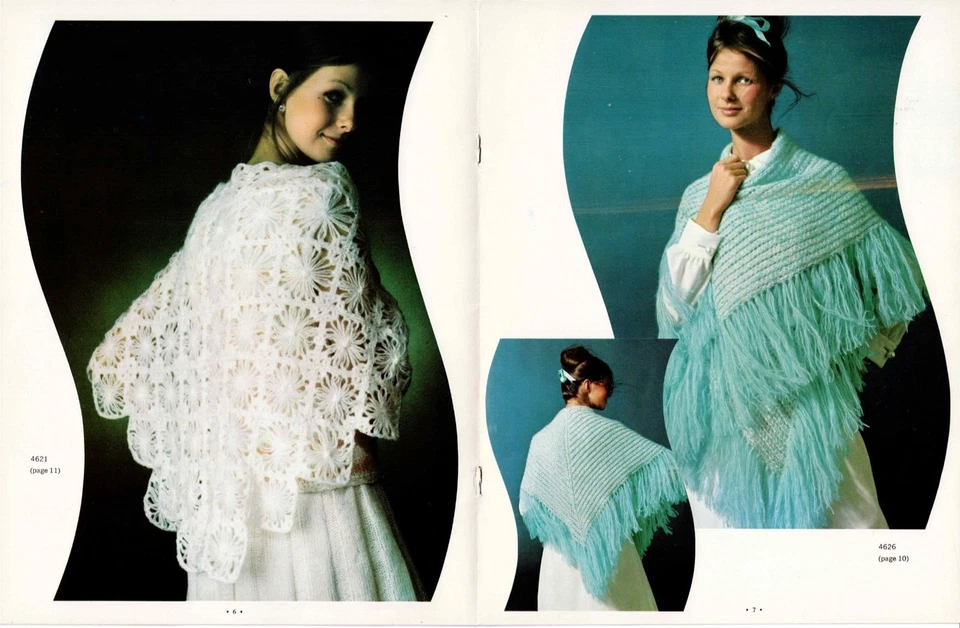 Shawls Shawl Crochet Knitting Pattern Leaflet Bear Brand 1970's VTG 6 Patterns - Image 4 of 4