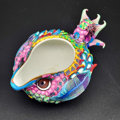 HTF Little Bird Clay Covered Porcelain Creamer Layl McDill Polymer Handmade GLOW - Picture 7 of 22