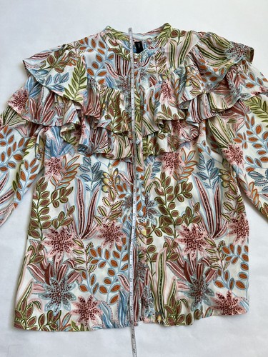 YAS botanisches mehrfarbiges Bluse-Shirt mit Blumenmuster Rüschen brandneu mit Etikett Gr. S neu mit Etikett - Bild 9 von 14
