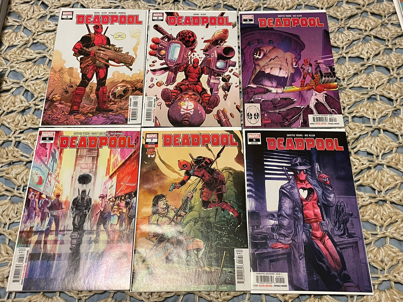 Deadpool 1 2 3 6 7 9 2018 Skottie Young Marvel, Conan Variant 1st Kill Puddle NM