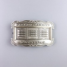 Vintage Las Vegas Slot Machine Lucky Metal Belt Buckle