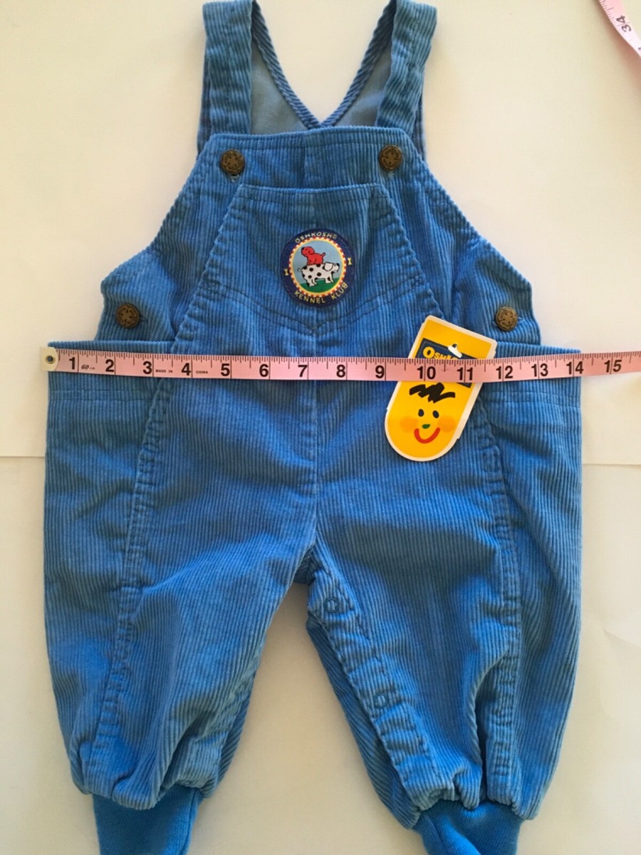 VTG Oshkosh B'Gosh 12 Months Kennel Klub Overalls Blue Corduroy