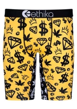 ETHIKA MENS STAPLE UNDERWEAR BOXER BLK&YL YELLOW
