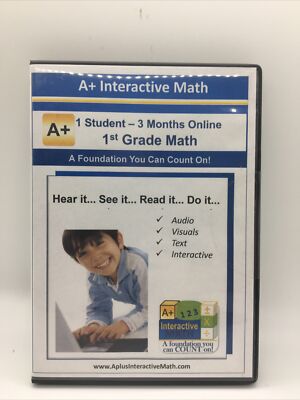 A+ Interactive 1st Grade Math 1 Student 3 Months Online Code New Free Ship