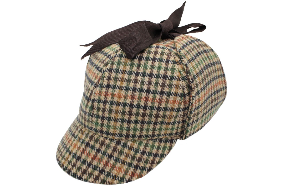 Small Check 100% Wool Tweed Sherlock Holmes Deerstalker