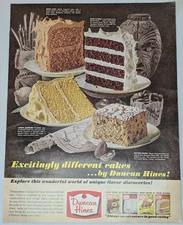 1963 Duncan Hines Vintage Print Ad Cake Lemon Fudge Marble Butter Pecan Coconut