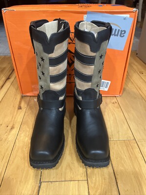 Milwaukee Leather Men's Stars And Stripes Motorcycle Harness Boot Square Sz. 10