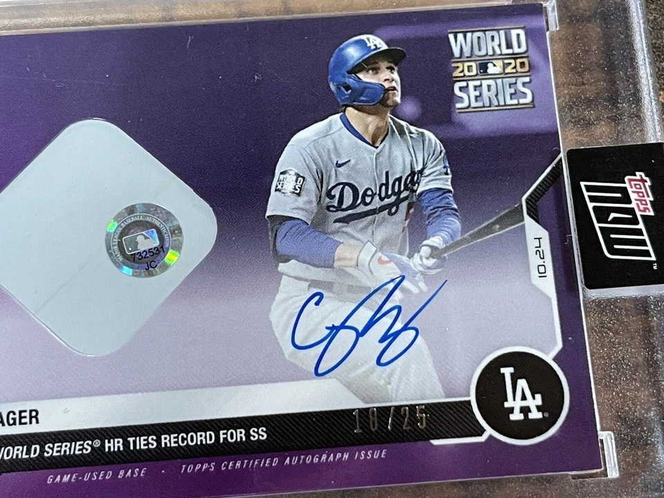 2020 Topps Now 463A Corey Seager 18/25 Auto/base Relic WS MVP - Image 2 of 4