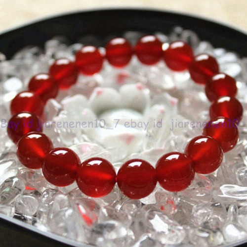 Fashion 10mm Natural Red Agate Gemstone Round Beads Stretch Bracelet 7.5inch AAA - Picture 11 of 12