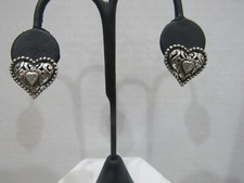 925 Sterling Silver Heart Clear Heart CZ Stone Post Pierced Post Earrings E 