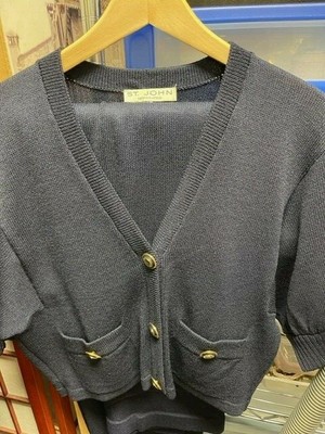 Navy Blue Knit Cardigan Sweater 