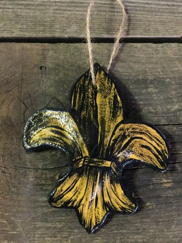 Fleur de Lis Salzteig Ornament Handarbeit - handbemalt rustikal - Bild 1 von 4