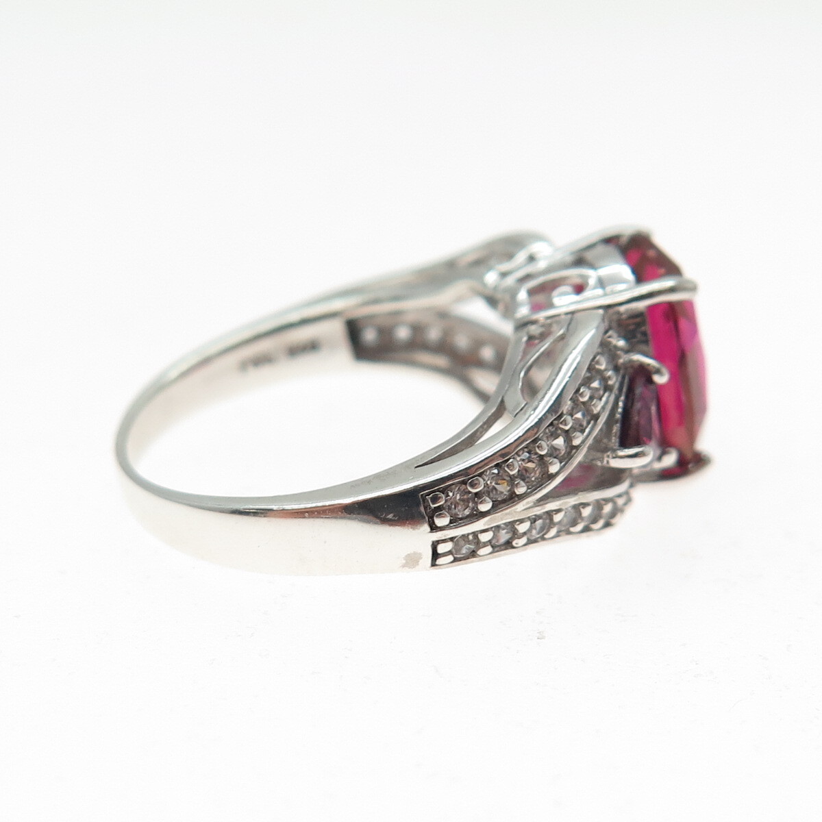 925 Sterling Silver Lab-Created Ruby Real White T… - image 6