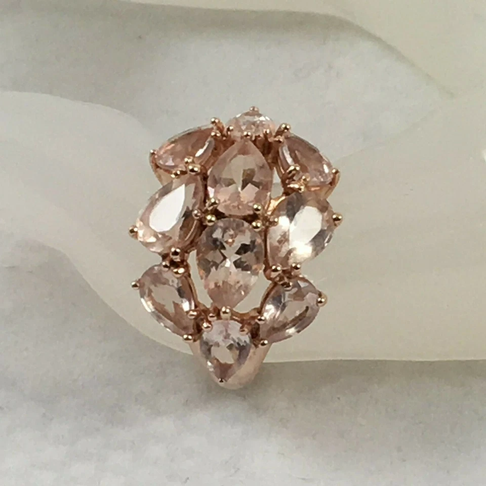 Beautiful - Morganite 925 Sterling Silver Rose Gold Plated Ring - 4.37 carats - Image 3 of 4