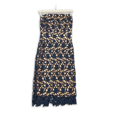 Vero Moda Kleid Damen Gr. S Blau Blumen Trägerlos Cocktail Dress Spitze Freizeit