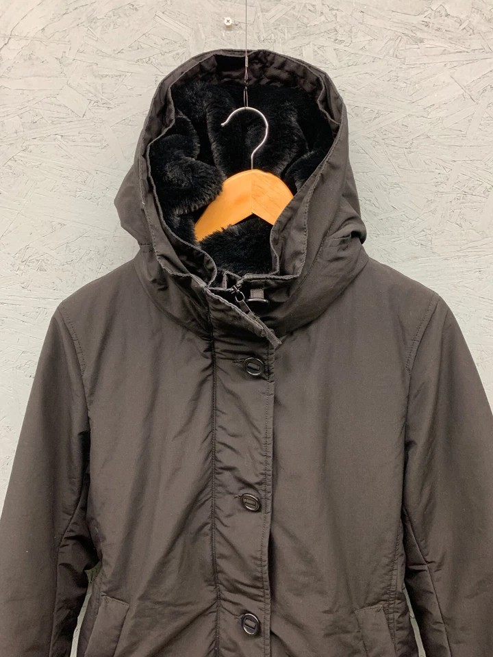 Uniqlo парка пуховик вниз куртки женщин средний черный с капюшоном длинное зимнее пальто - Изображение 2 из 4