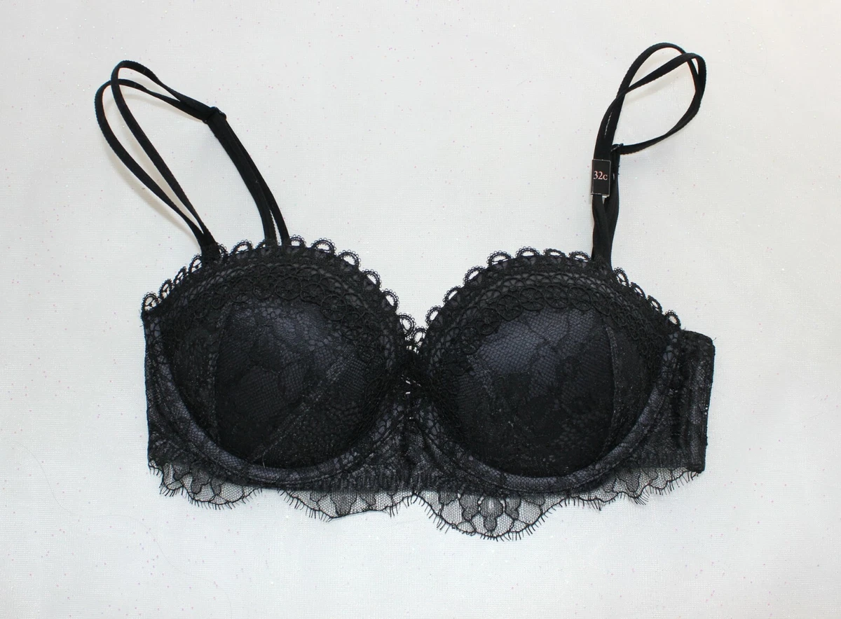 Victoria's Secret Size 32C 10C Black Lace Multiway Festival Bra Very Sexy