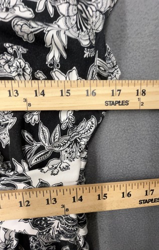 Lands End Dress S 6-8 Black White Floral Cotton Stretch Coastal Preppy Casual - Picture 6 of 7