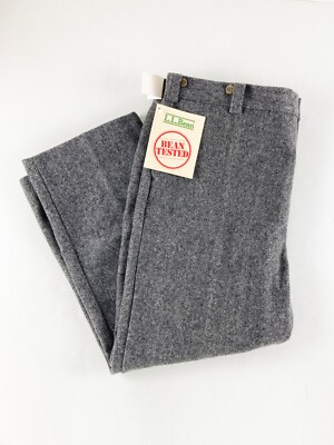 LL Bean Heavy Thick Wool Gray Field Pants Trousers Mens 46x29 (New
