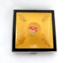 Vintage  Powder Compact w/ Mirror ~ Guiloche Style ~ Name Engraved & Dated 1941