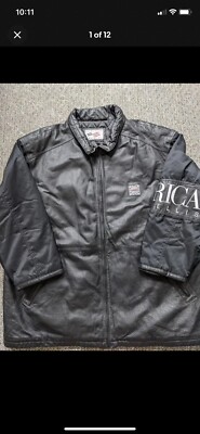 vintage 1990s spellout HIP-HOP leather jacket 5XL all-over PERRY 