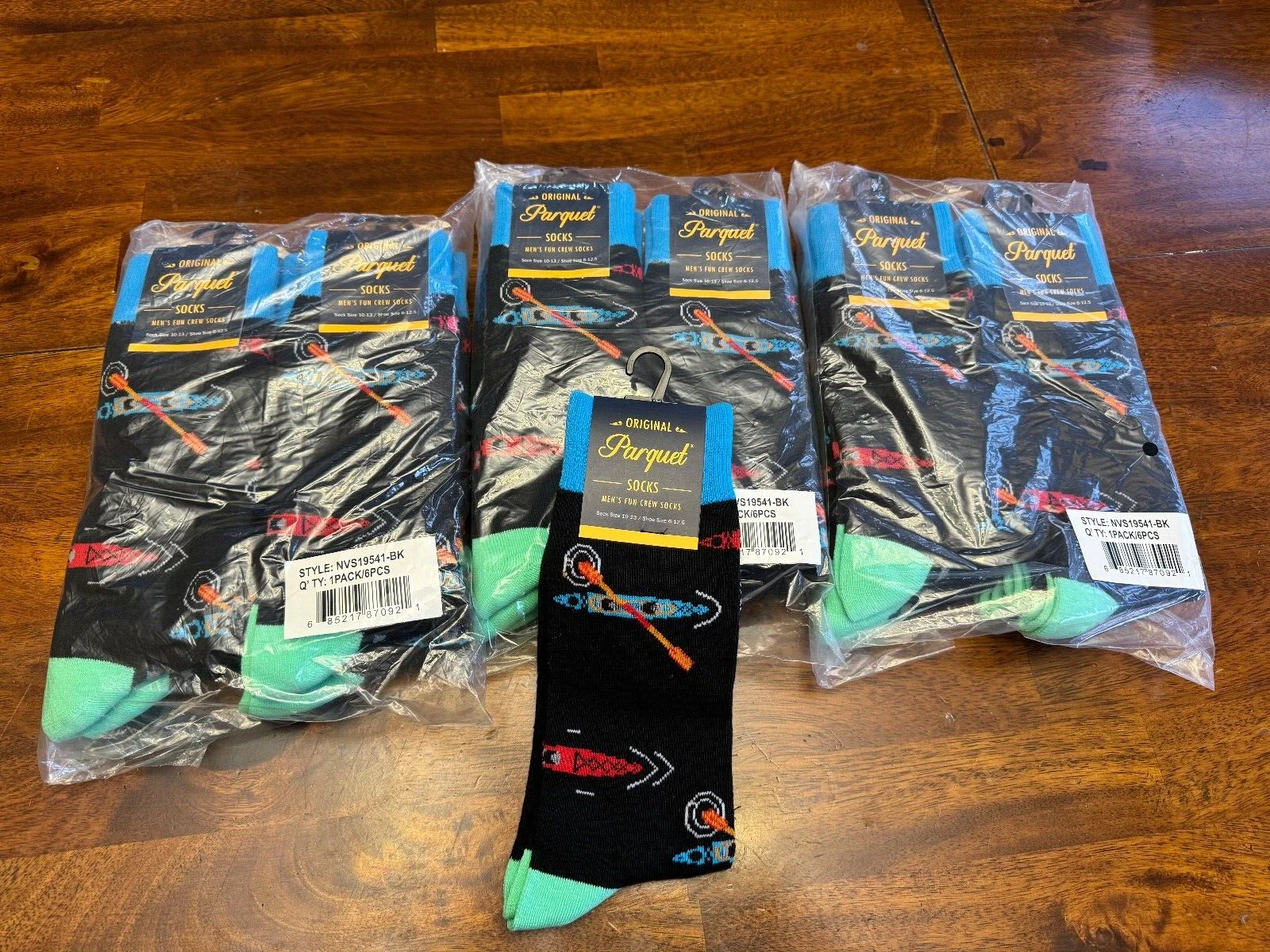 Bulk Novelty Socks Kayak River Runner 18 Pairs New in Package Wholesale Price